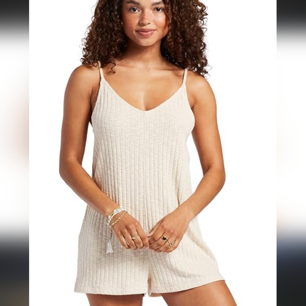 Roxy Cream Ribbed Jumpsuit